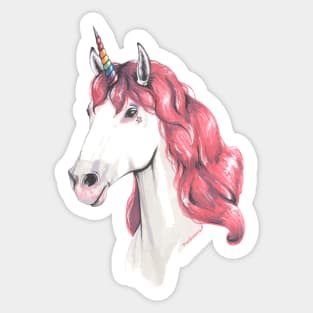 Pink hair unicorn Sticker
